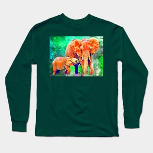 Cartoon Elephant Family Long Sleeve T-Shirt